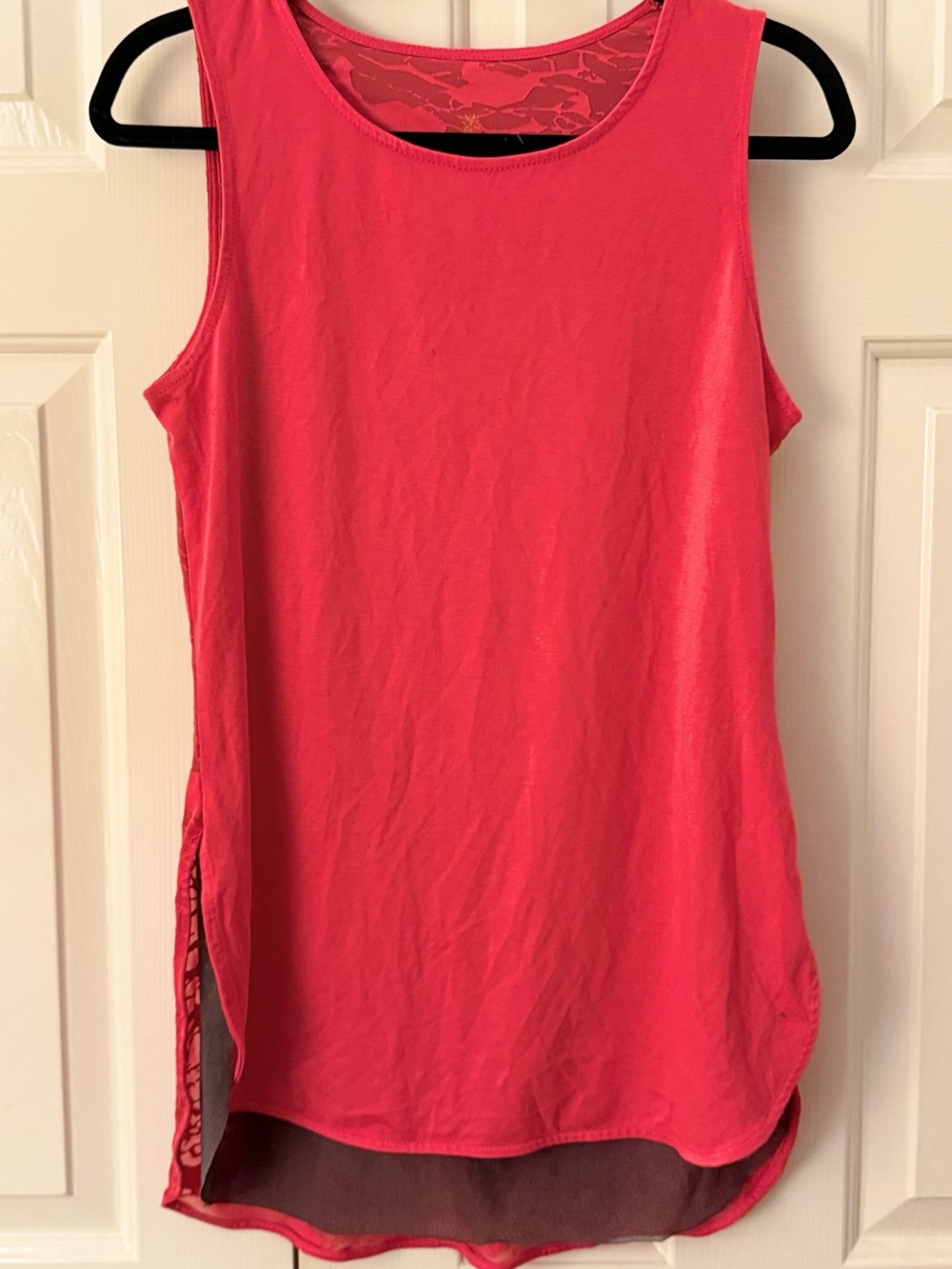 Tangerine Athletic Burnout Coral Pink Sleeveless Layered Tank S